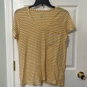 Caslon Mustard and white Striped Tee (NWOT)